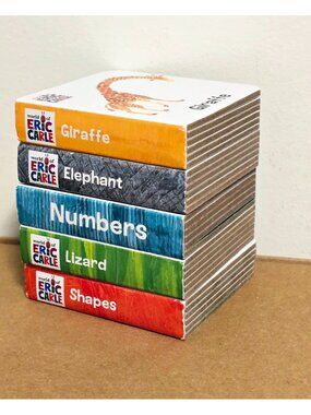 Eric Carle Set 6 Mini Board Books Animals + Math Giraffe Elephant Numbers Lizard